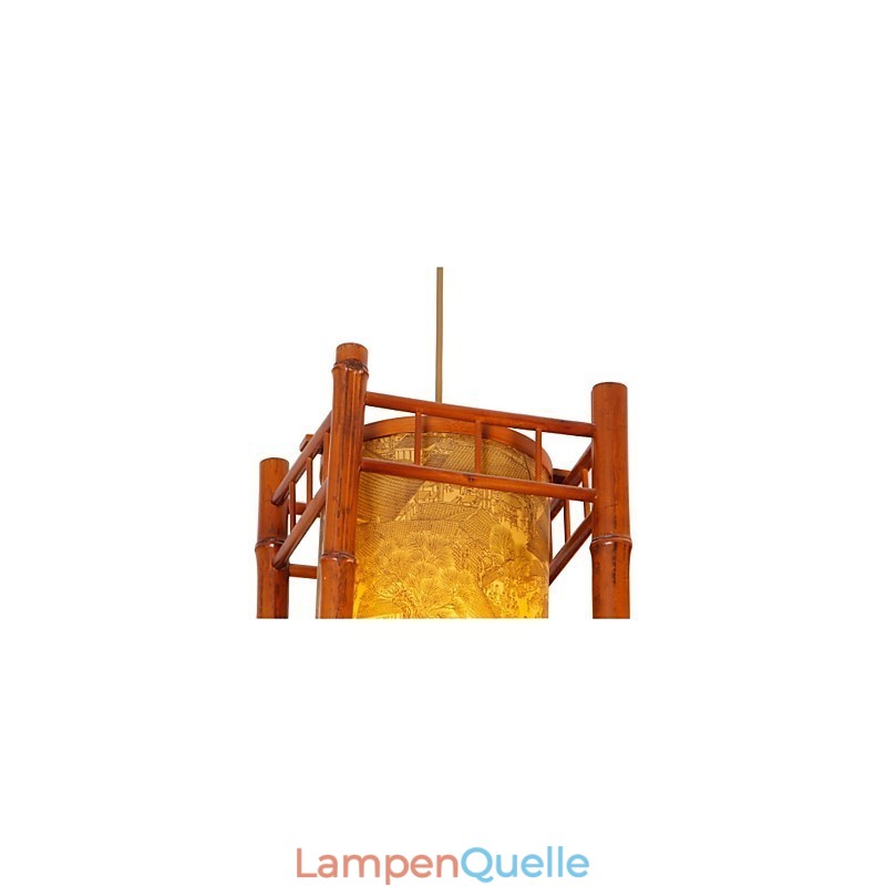 Retro Laterne Holz Bambus Kronleuchter