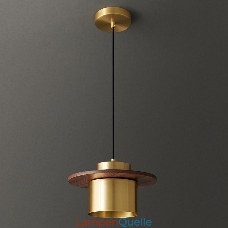 Moderne Pendelleuchte mit einer Leuchte aus Messing, Pendelleuchte, Insel