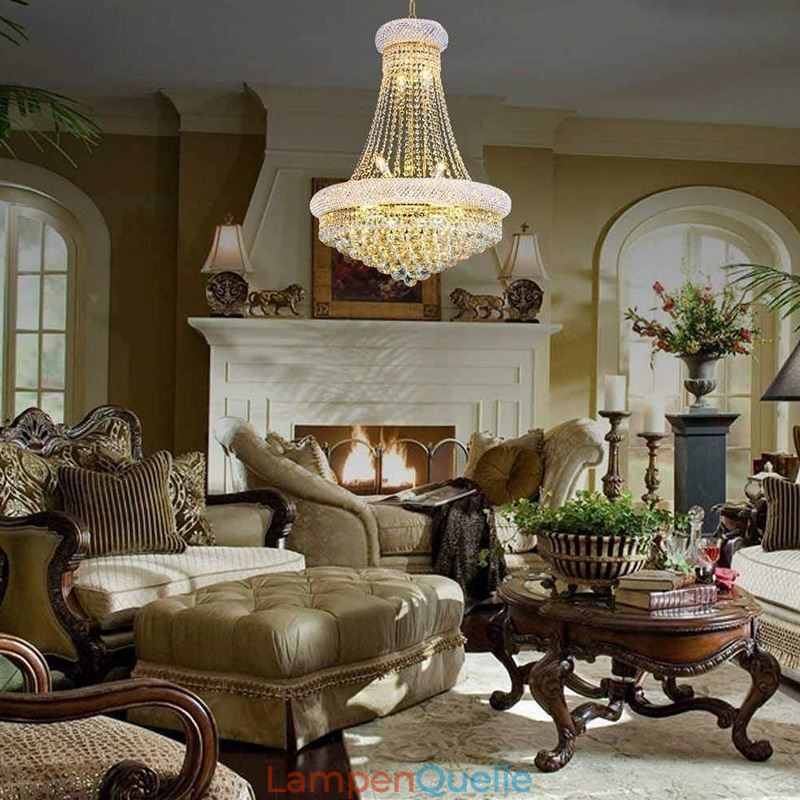 Kronleuchter in Kronenform, luxuriöse Pendelleuchte aus Kristall