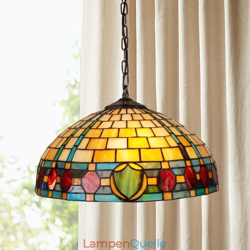 Buntglas Pendelleuchte Vintage Hängelampe