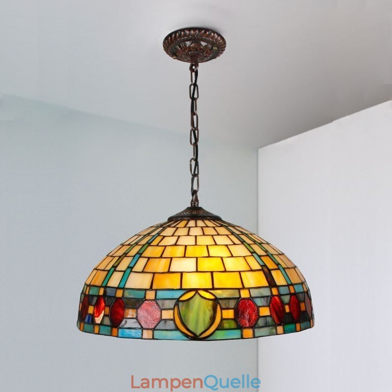Buntglas Pendelleuchte Vintage Hängelampe