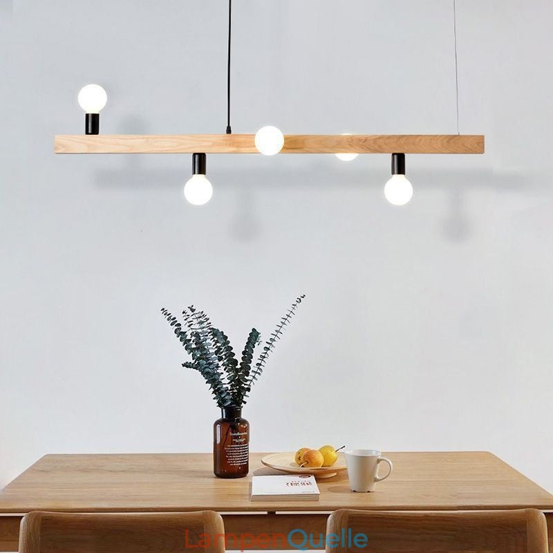 Japanischer Holz-Pendelleuchter mit Molekül-Kronleuchter