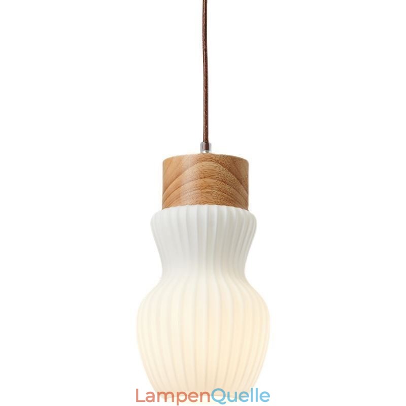 Japanische Holz Pendelleuchte Glaskessel Hängeleuchte