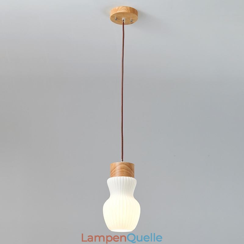 Japanische Holz Pendelleuchte Glaskessel Hängeleuchte