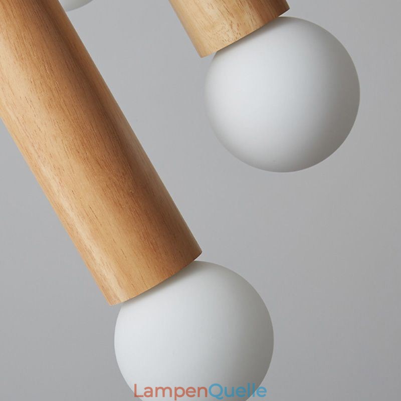 Japanische Holz Pendelleuchte 6 Lichter Hängeleuchte