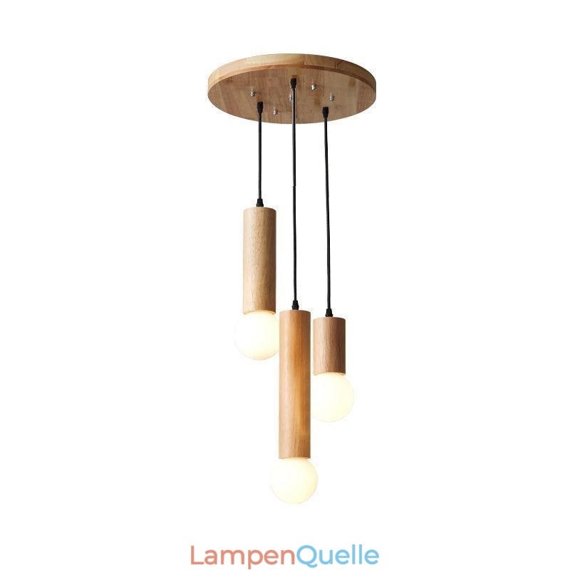 Japanische Holz Pendelleuchte 3 Lichter Hängeleuchte
