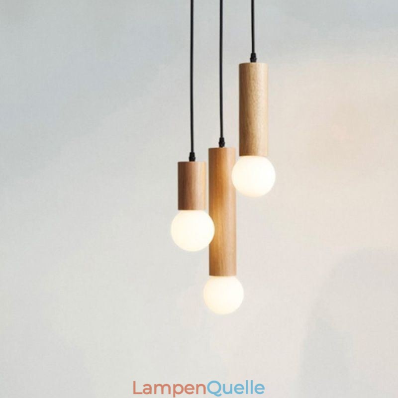 Japanische Holz Pendelleuchte 3 Lichter Hängeleuchte