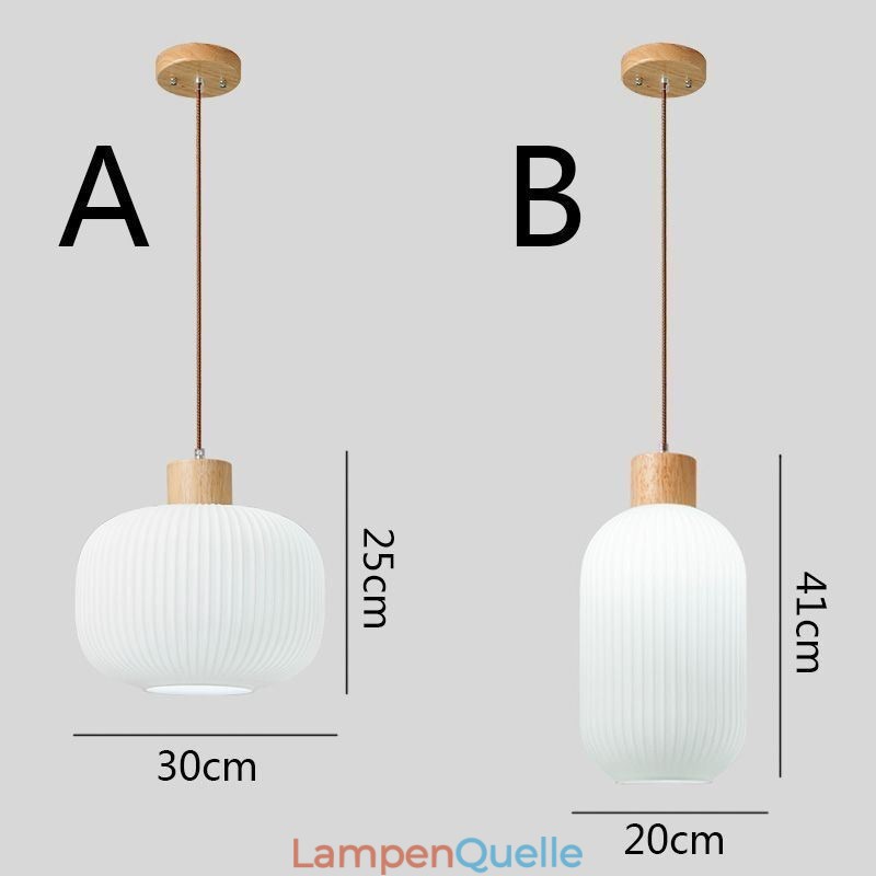 Japanische Holz Pendelleuchte Glas Laterne Hängeleuchte