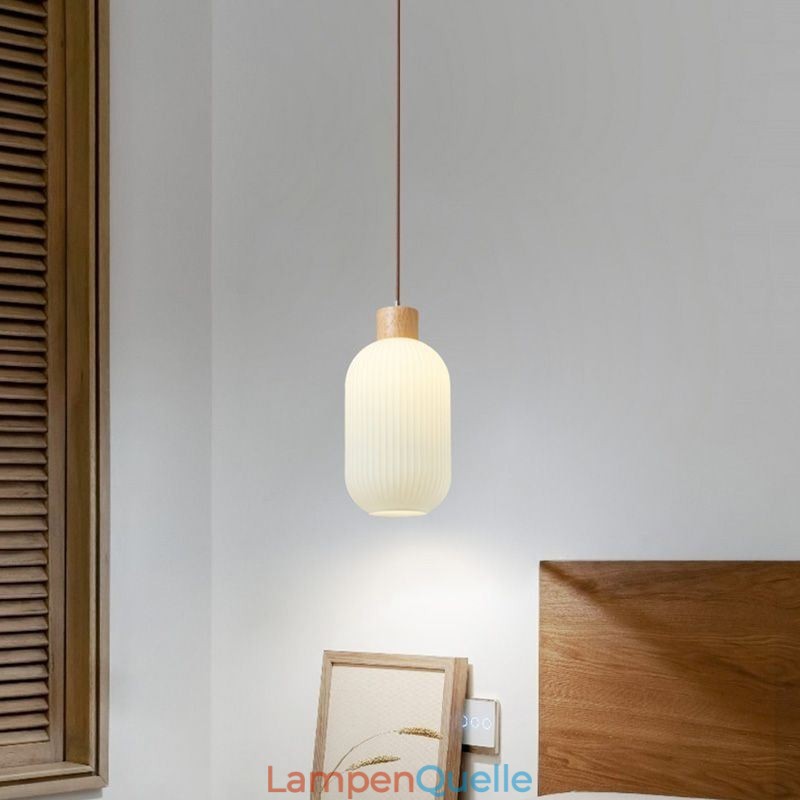 Japanische Holz Pendelleuchte Glas Laterne Hängeleuchte