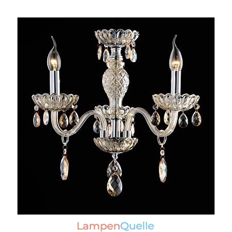 3-flammiger Kronleuchter im Palaststil aus Glas mit Kerzenbirne