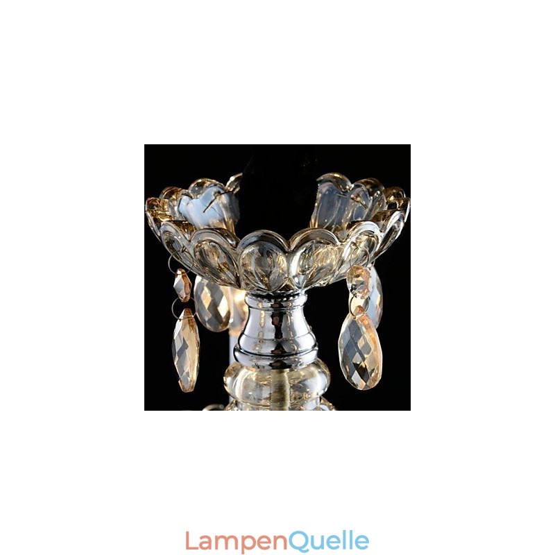 3-flammiger Kronleuchter im Palaststil aus Glas mit Kerzenbirne