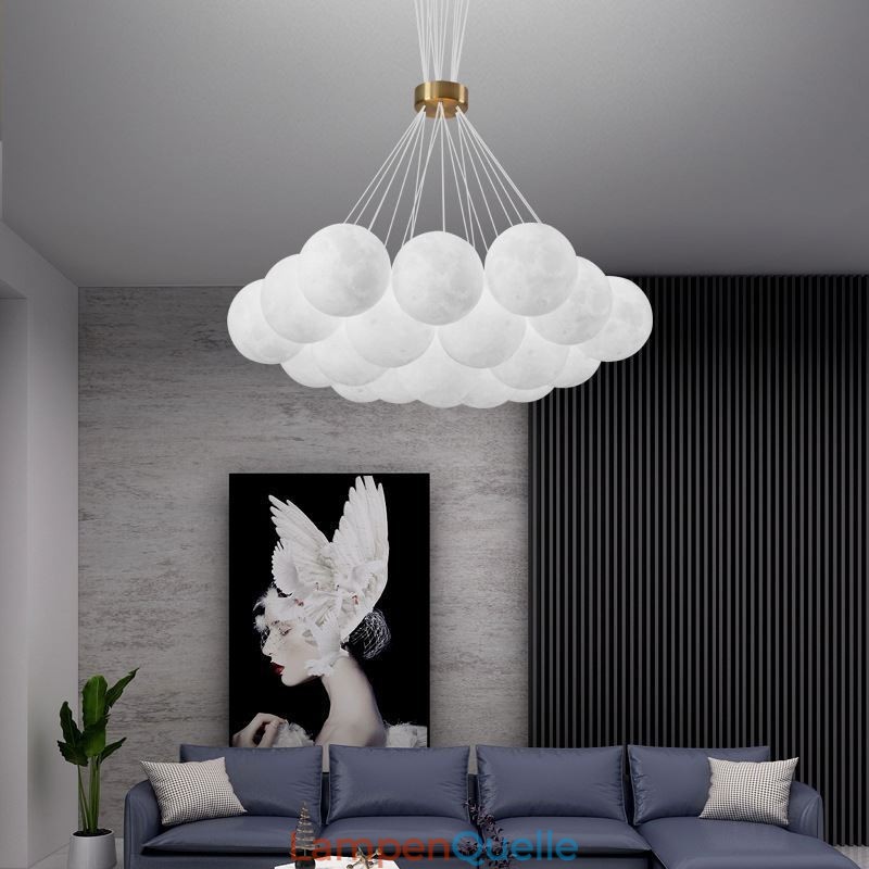 Mondblasen-Kronleuchter, moderne 3D-Druckkugeln, Pendelleuchte