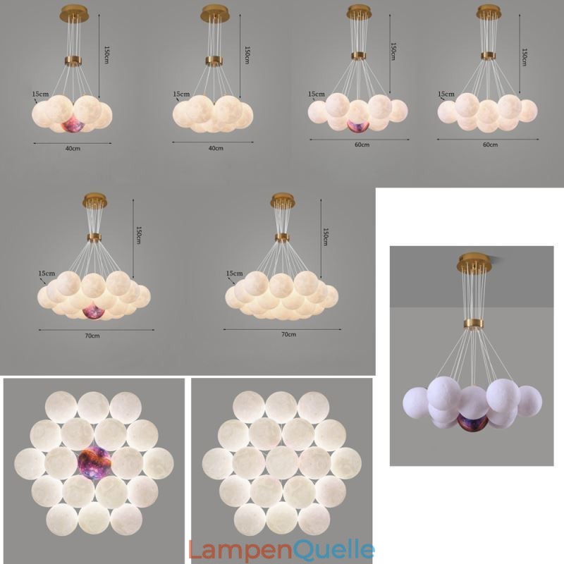 Mondblasen-Kronleuchter, moderne 3D-Druckkugeln, Pendelleuchte