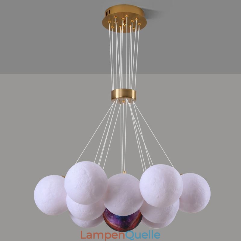 Mondblasen-Kronleuchter, moderne 3D-Druckkugeln, Pendelleuchte