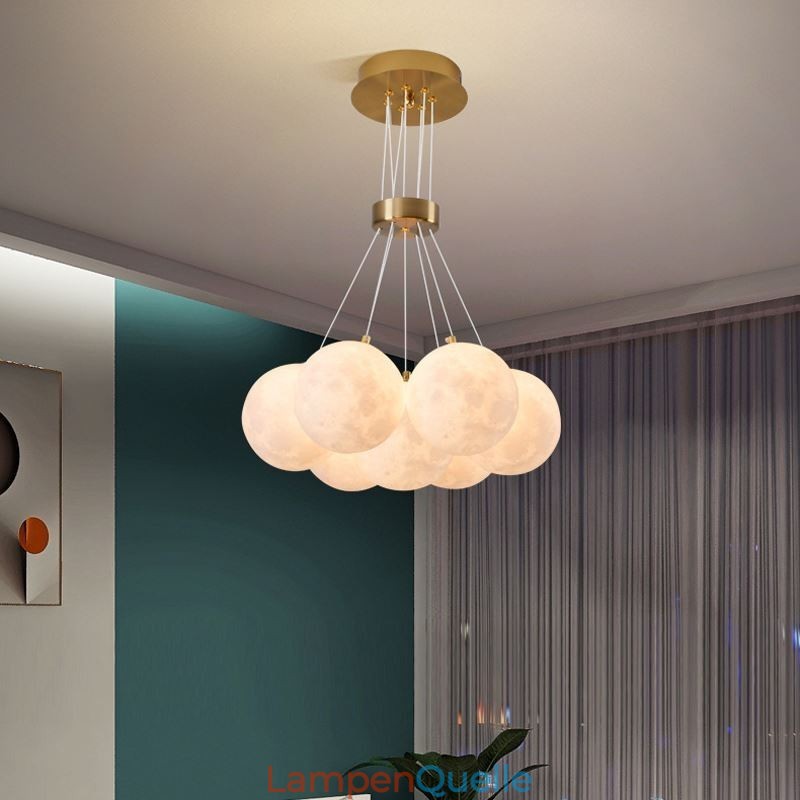 Mondblasen-Kronleuchter, moderne 3D-Druckkugeln, Pendelleuchte