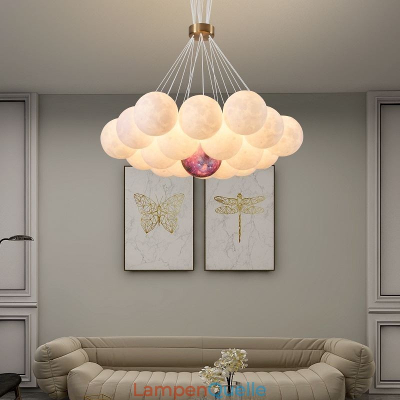 Mondblasen-Kronleuchter, moderne 3D-Druckkugeln, Pendelleuchte