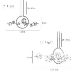 Moderner Kronleuchter aus Metall, klare Glasblasen, Pendelleuchten