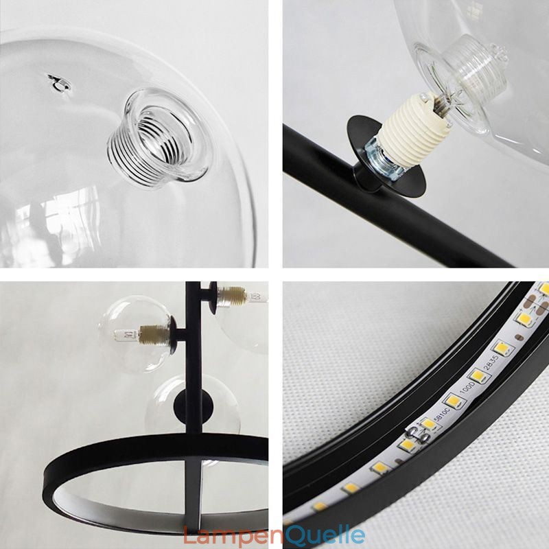 Moderner Kronleuchter aus Metall, klare Glasblasen, Pendelleuchten