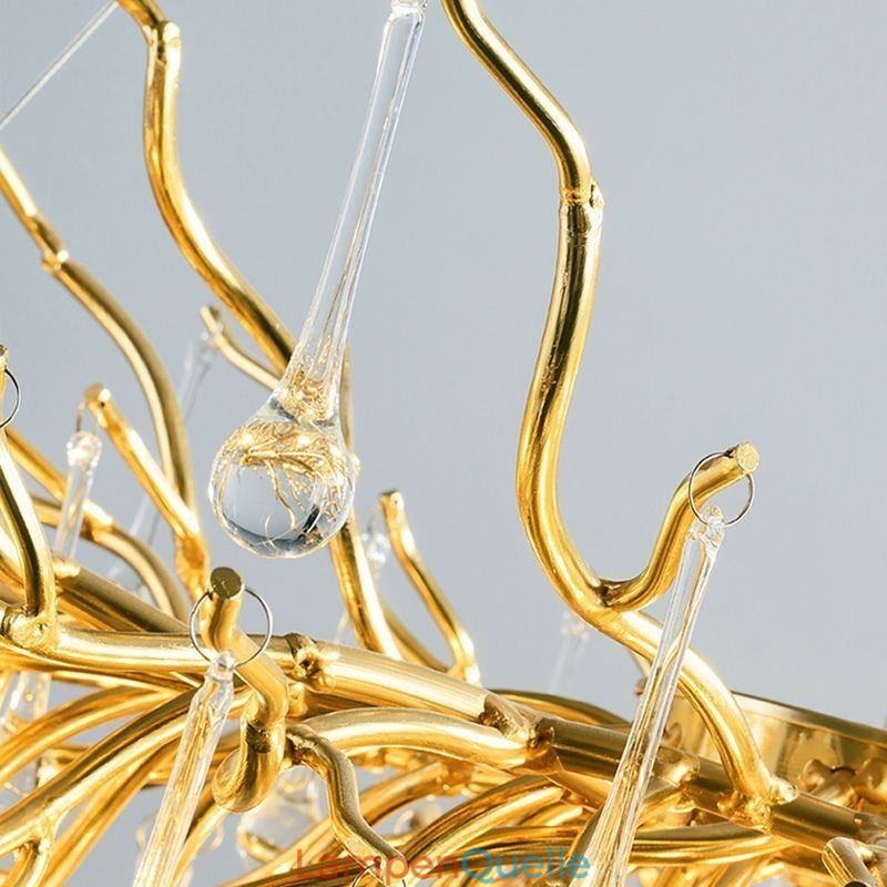 Luxus Kristall Kronleuchter Gold Moderne Decke Hängen Lampe Esszimmer