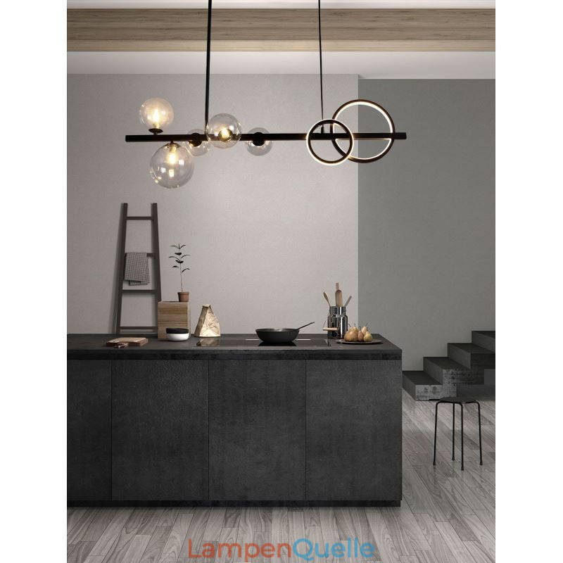 Moderne Glas Bubble Pendelleuchte Schwarz Lange Halterung Lampen