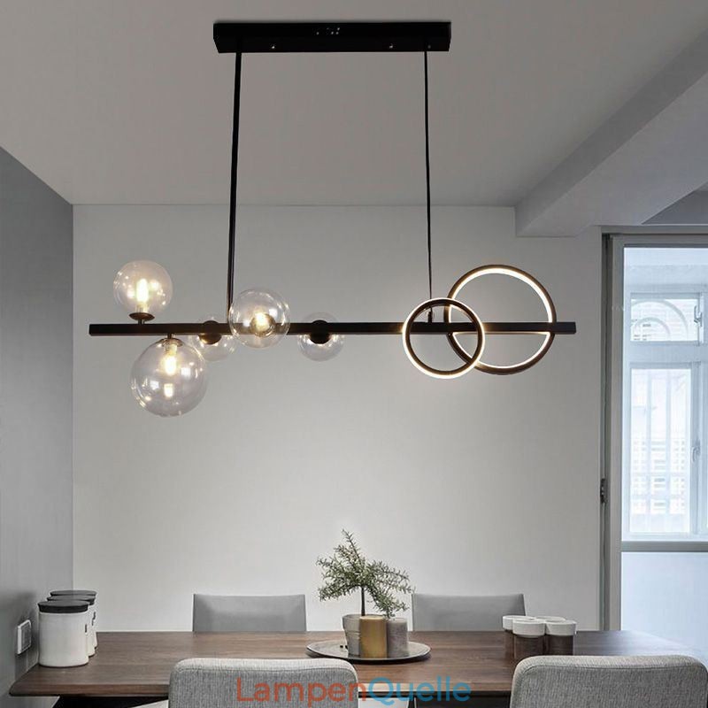 Moderne Glas Bubble Pendelleuchte Schwarz Lange Halterung Lampen