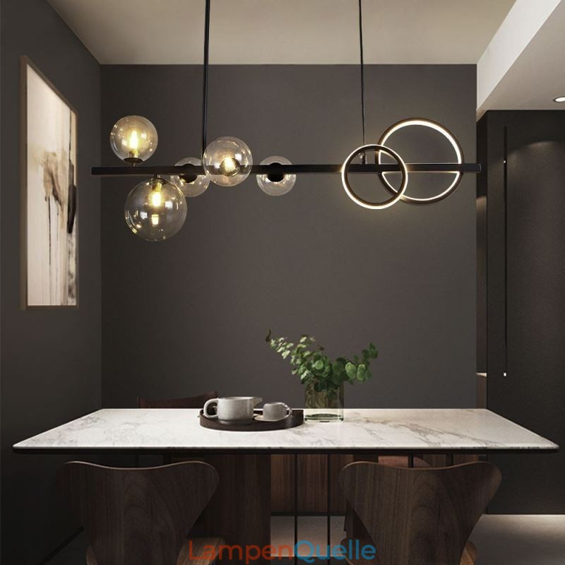 Moderne Glas Bubble Pendelleuchte Schwarz Lange Halterung Lampen