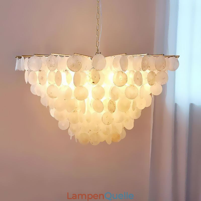 Natürliche Shell Kronleuchter Runde Layered Hängen Licht Esszimmer