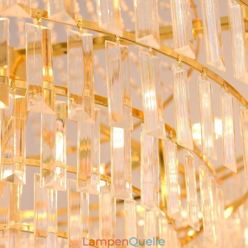 Gold Kristall Pendelleuchte 4 Ebenen Deckenbeleuchtung 7 Lichter