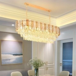 Moderne Kristall Pendelleuchte Luxus Oval Hängeleuchte