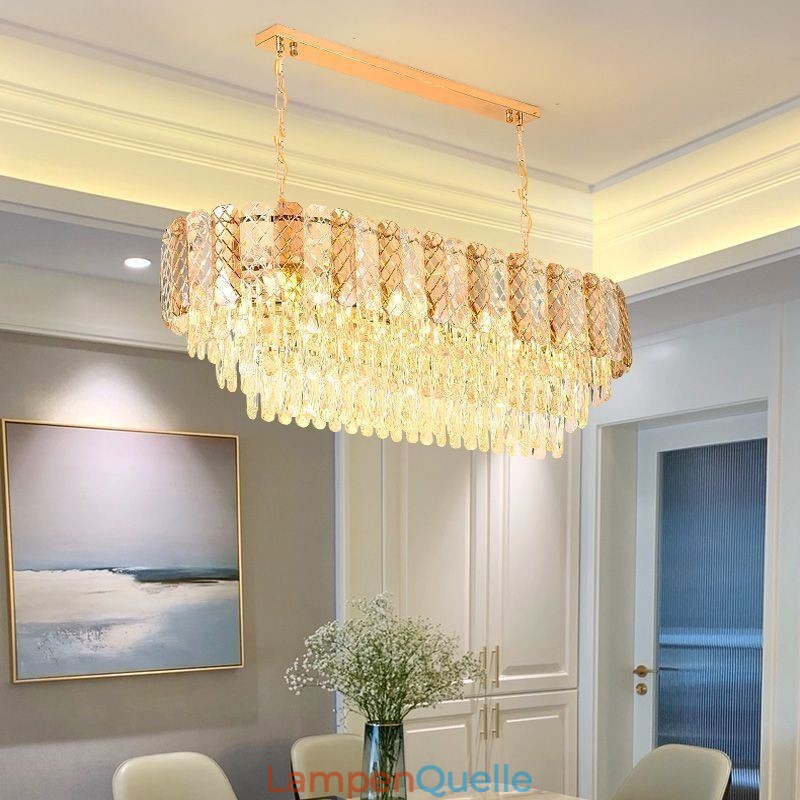 Moderne Kristall Pendelleuchte Luxus Oval Hängeleuchte
