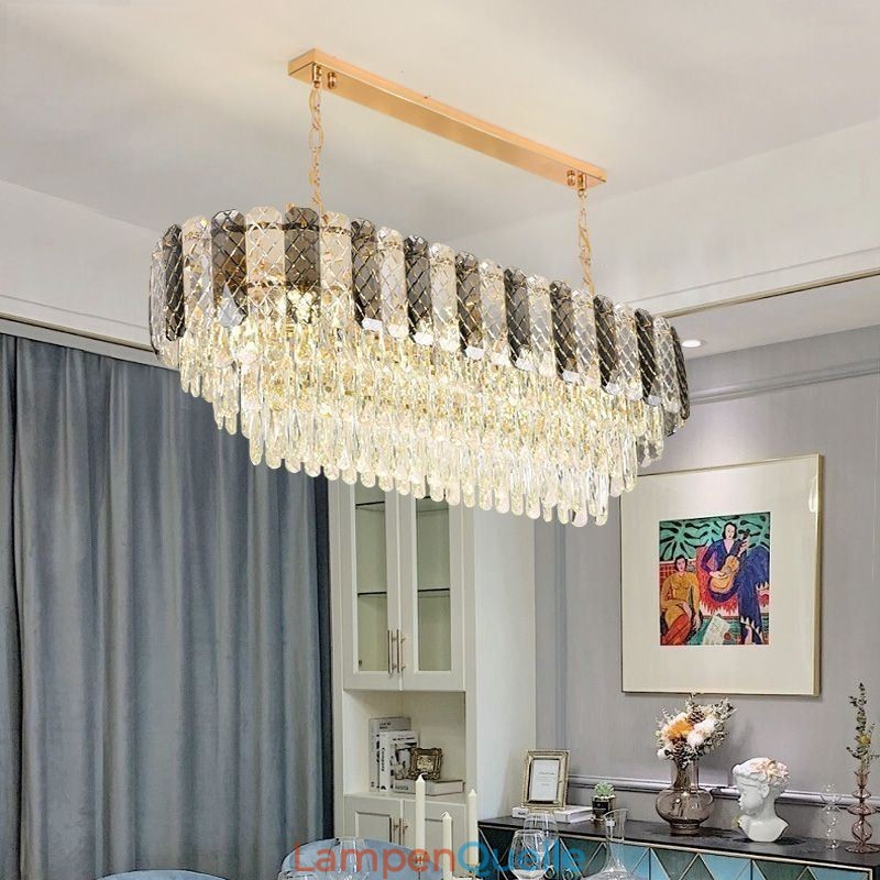 Moderne Kristall Pendelleuchte Luxus Oval Hängeleuchte