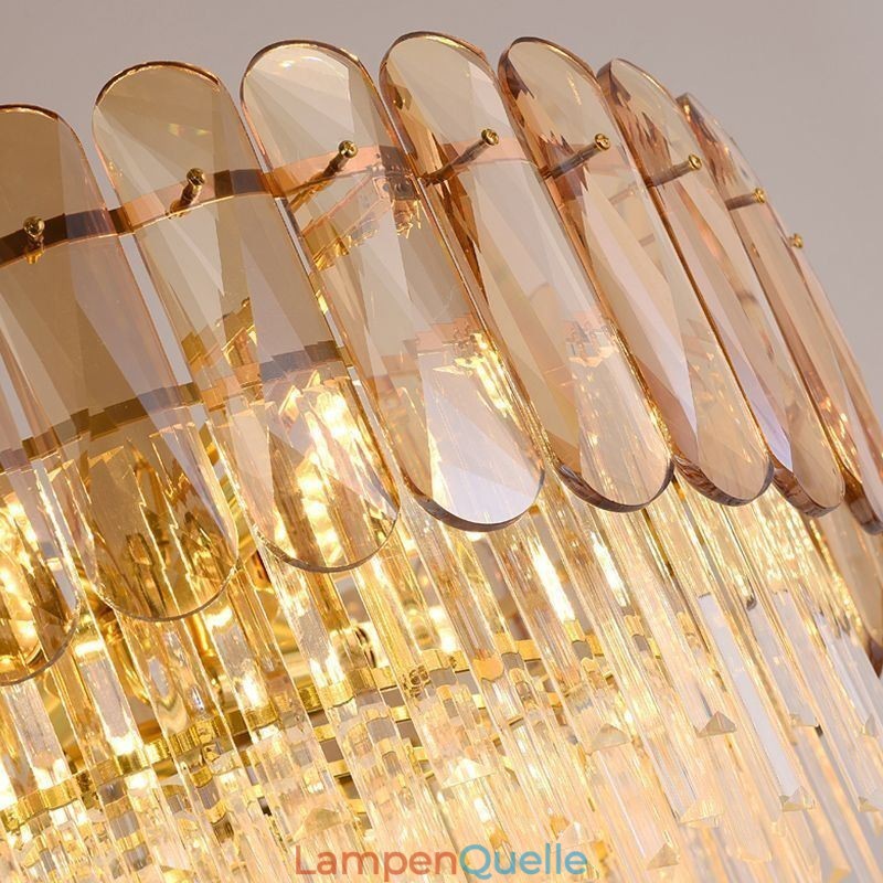 Luxus Pendelleuchte Kristall Gold Deckenleuchte