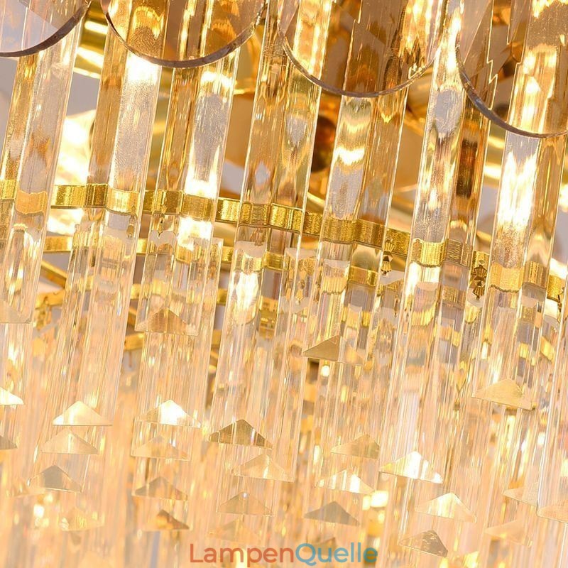 Luxus Pendelleuchte Kristall Gold Deckenleuchte
