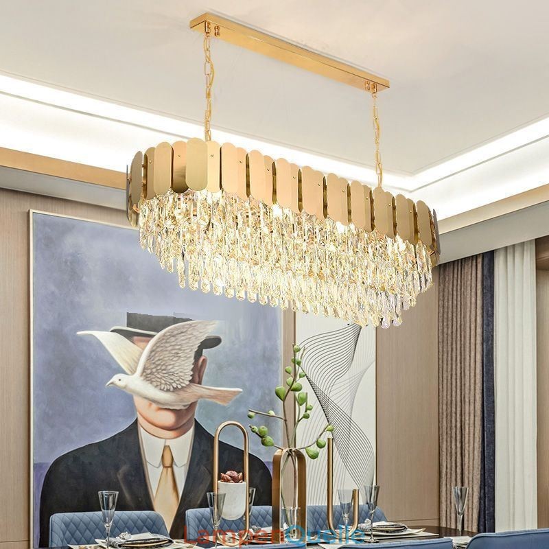 Kristall Pendelleuchte Luxus Oval Deckenleuchte