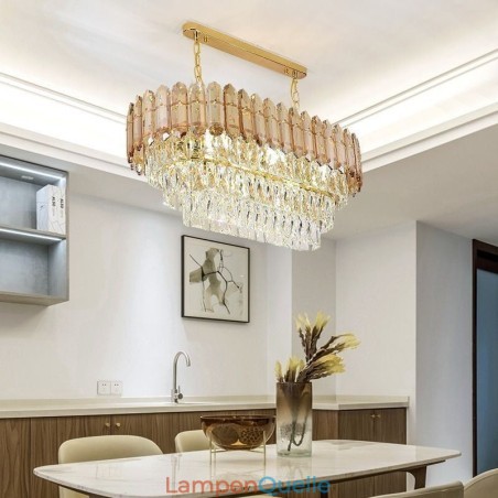Moderne Kristall-Pendelleuchte, luxuriöse ovale Deckenleuchte Moderne Kristall-Pendelleuchte, luxuriöse ovale Deckenleuchte