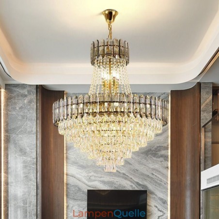 Moderne Pendelleuchte aus goldenem Kristall Moderne Pendelleuchte aus goldenem Kristall