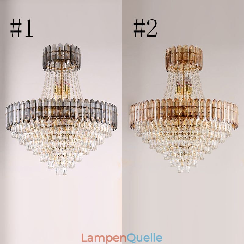 Moderne Pendelleuchte aus goldenem Kristall