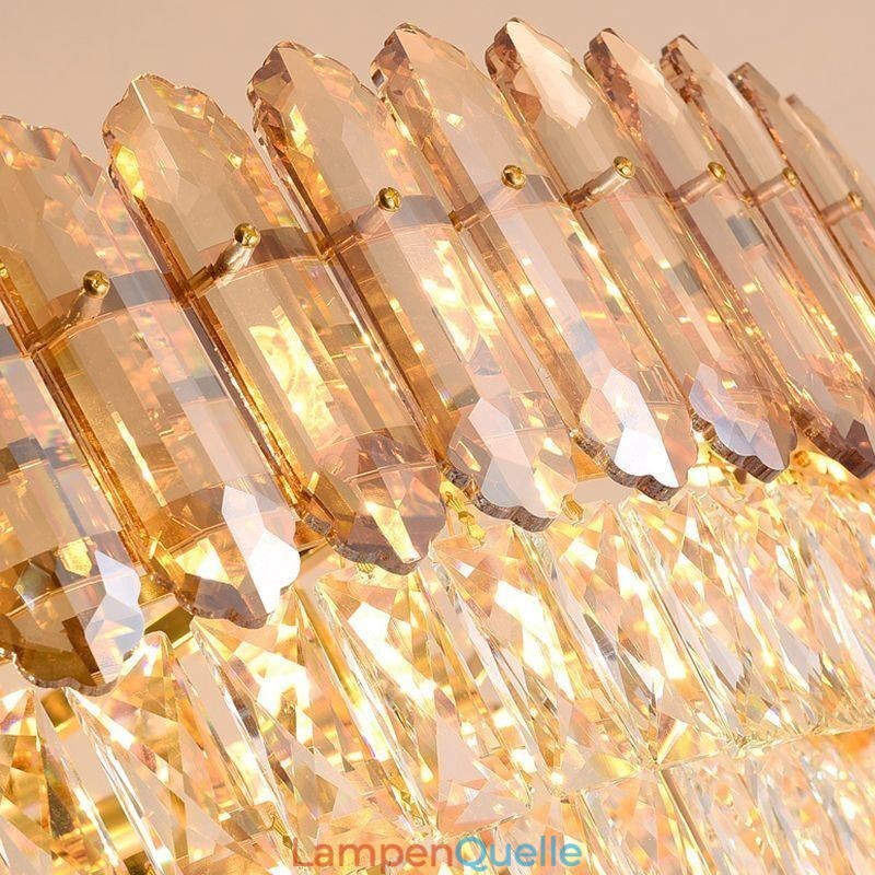 Moderne Pendelleuchte aus goldenem Kristall