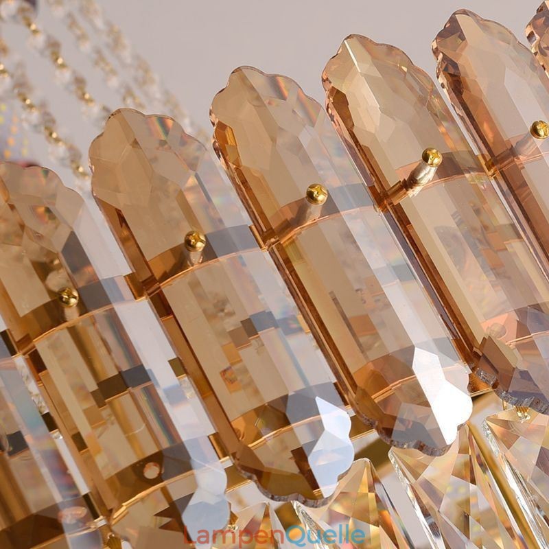 Moderne Pendelleuchte aus goldenem Kristall
