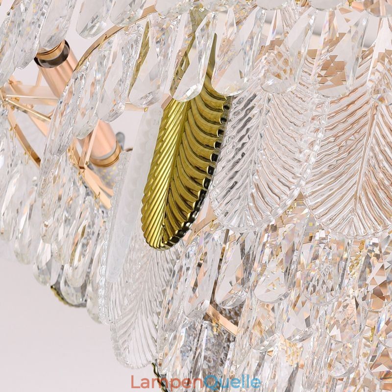 Luxuriöse Blatt-Pendelleuchte Kristall-Deckenleuchte