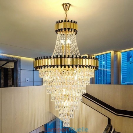 Luxuriöse goldene Pendelleuchte mit Kristall-Deckenleuchte Luxuriöse goldene Pendelleuchte mit Kristall-Deckenleuchte