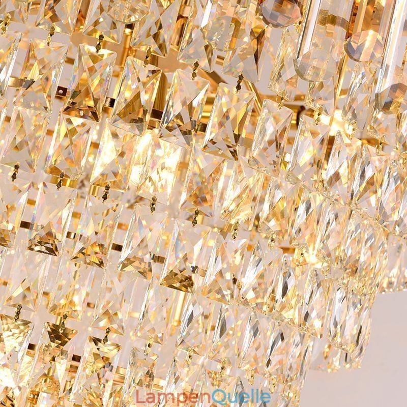 Luxuriöse goldene Pendelleuchte mit Kristall-Deckenleuchte