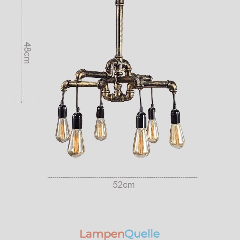 6 Licht Retro Industrielle Vintage Wasser Rohr Anhänger Licht Kronleuchter Land Rustikalen Stil