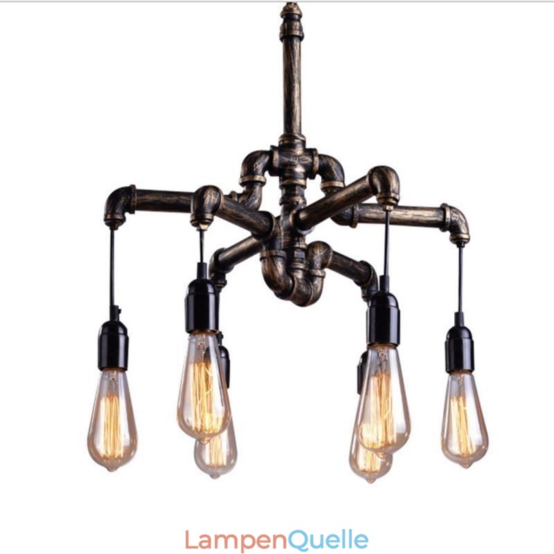 6 Licht Retro Industrielle Vintage Wasser Rohr Anhänger Licht Kronleuchter Land Rustikalen Stil