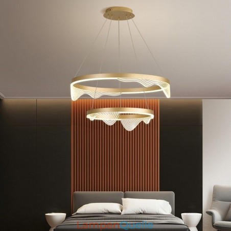 Golden Wave Ripple Pendelleuchte Deckenleuchte 2-flammig Golden Wave Ripple Pendelleuchte Deckenleuchte 2-flammig