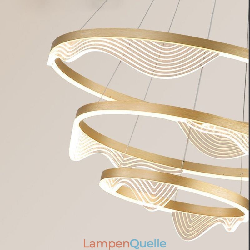 Pendelleuchte Golden Wave Ripple Hängeleuchte 3-flammig