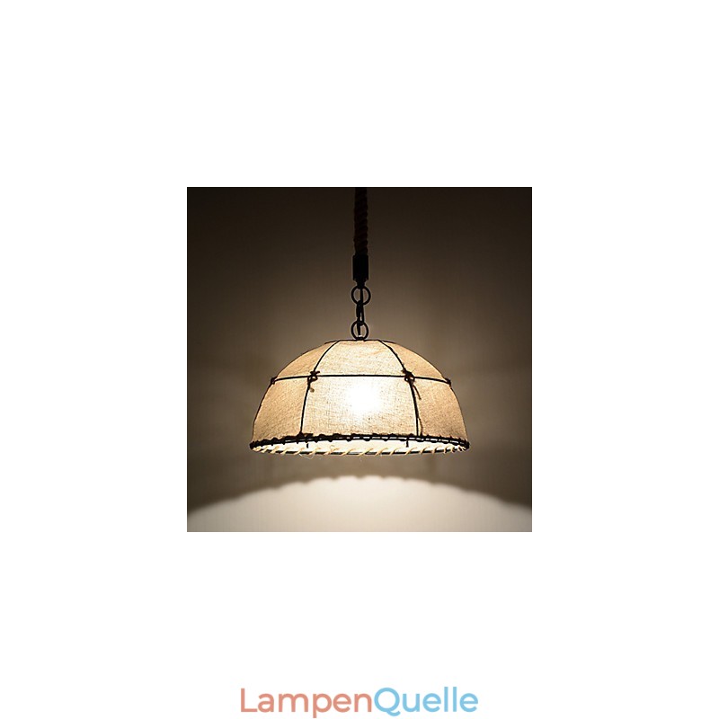 Halbrunde Pendelleuchte mit 1 Leuchte, Vintage-Stil, Industrie-Stil, gelbes Stoff- und Metall-Tropfenlicht