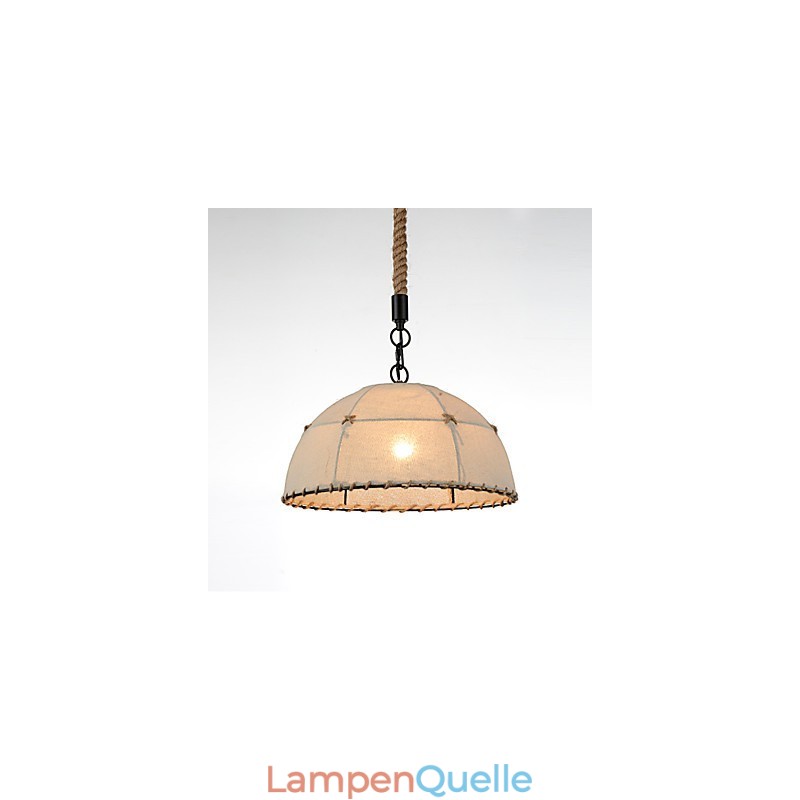 Halbrunde Pendelleuchte mit 1 Leuchte, Vintage-Stil, Industrie-Stil, gelbes Stoff- und Metall-Tropfenlicht