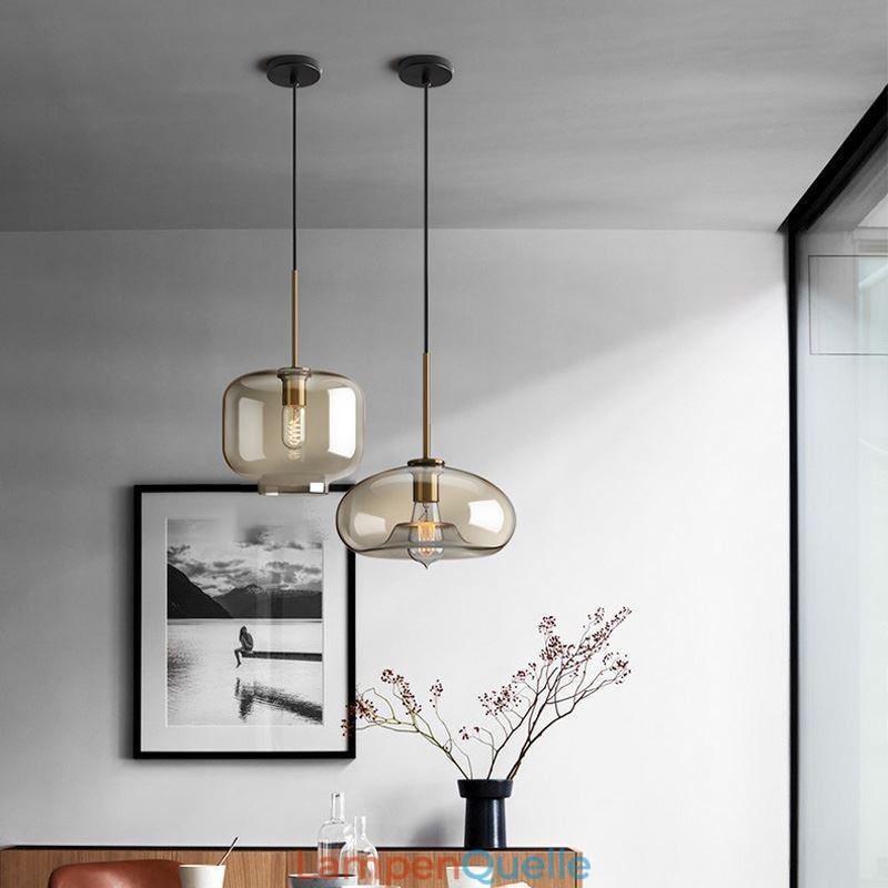 Glas Pendelleuchte Minimalistische Cognac Farbe Dekorative Glasleuchte