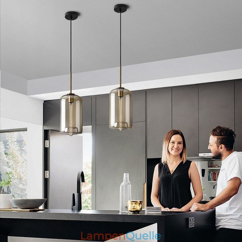 Glas Pendelleuchte Minimalistische Cognac Farbe Dekorative Glasleuchte